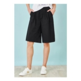 Yumi Black Cotton Bermuda Shorts