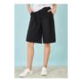 Yumi Black Cotton Bermuda Shorts