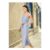 Yumi Blue Cotton Stripe Button through Jumpsuit