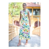 Yumi Multicolour Abstract Flower Maxi Dress with Tie Back