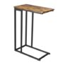 Yusong C-Shaped End Table, Slim Sofa Side Table, Rustic Brown/Black