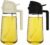 ZHIYE 2 Pack Oil Spray Bottle for Cooking, 500ML 2 in 1 Olive Oil Dispenser Sprayer for Kitchen Premium Clear Glass Pots for Cooking, Air Fryer, BBQ, Salad, BeigeBlack