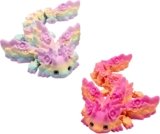 ZISHAN 2pcs 3D Printed Axolotl Ornament, Axolotl Figurines for Desk Decoration, Two 21 cm Gradient Coloured Salamander Figures with Pink and Candy Tones