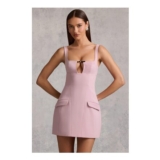 Zarina Cut-out Structured A-Line Mini Dress in Mauve