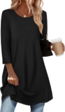 Zeagoo Womens 3/4 Sleeve Tops Casual Tunic Blouses Elegant Crew Neck Shirts Ladies Floral Top Basic Longline Blouse S-3XL