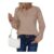 Zeagoo Womens Winter Ribbed Knit Jumper, Long Sleeve, Khaki, M