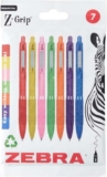 Zebra Z-Grip Rainbow Barrel Smooth Retractable Ballpoint Pens (Pack of 7)