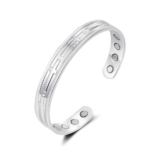Zecimi Womens Open Adjustable Silver Cross Magnetic Bracelet