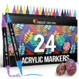 Zenacolor 24 Acrylic Paint Markers – Dual Tip (Fine Brush Tip) – Sold by BMS United Kingdom / FBA