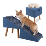 Ziluce Foldable 4-Step Dog Stairs and Ottoman, Non-Slip, Blue