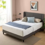 Zinus Sasha King Bed Frame – Bed 150×200 cm – 25 cm Bamboo Slat Support – Dark Grey Upholstered Wingback Bed Frame / Medium Grey £78.20