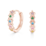 Zolkamery 925 Silver Hoop Earrings, 16mm, Rose Gold Star