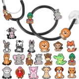 Zoo Animals Stethoscope-Charm-Tag for Nurses 20 Pieces Cute Medical Animal Plastic Stethoscope Decoration Accessories, Gift for Pediatricians and Veterinarians