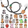 Zoo Animals Stethoscope-Charm-Tag for Nurses 20 Pieces Cute Medical Animal Plastic Stethoscope Decoration Accessories, Gift for Pediatricians and Veterinarians