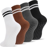 Zuimei 4 Pack Yoga Grip Socks Women Reformer Non Slip Pilates Socks for Ballet Dance Workout Fitness Running Hospital Gym Home