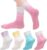 Zuimei 4Pcs Pilates Anti-Slip Socks Gradient Yoga Socks with Anti-Slip Dots for Yoga Ballet Sports Fitness Dance Barefoot Workout Home Hospital(Size UK 4.5-7)