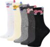 Zuimei 5 Pairs Cute Cat Socks 4-6.5, Soft Ladies Socks Multipack Cotton Colorful Cute Animal Sock Casual Novelty Crew Sock Present
