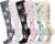 Zuimei 6 Pairs Compression Socks for Women Men Circulation 20-30 mmhg Flight Socks Non-Slip Long Tube Compression Stockings for Athletic Nurse Running Travel