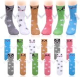 Zuimei 6 Pairs Funny Magnetic Socks,Novelty Holding Hands Sock,Hand In Hand Friendship Socks,Mid Tube Magnet Socks Funny Gifts for Women Men