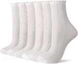 Zuimei 6 Pairs Women Ruffle Socks, Mesh Breathable Crew Socks, Cute Cotton Socks for Women Girls, UK 3-6/EU 35-40