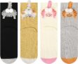 Zuimei Cat Gifts for Women Girls Cat Lovers,4 Pairs Cute Breathable Socks with Balls, Cotton Funny Socks for Women Birthday Gifts for Auntie Wife Besties Girlfriend