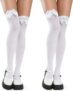 Zuimei White Knee High Socks with Bow,Thigh High Sock for Women Girls,Cotton Stockings Womens Knee-High Sock Bow Long Socks for Women Girls Daily School Party Dance