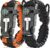 aZengear Paracord Survival Bracelet (2 Pack) Flint Steel Fire Starter, Whistle, Compass, Hiking , Camping Equipment (Black and Orange)
