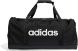 adidas Unisex Essentials Linear Duffel Bag Duffel Bag, Black/Black/White, M