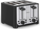 bella 4 Slice Toaster with Auto Shut Off, Extra Wide Slots & Removable Crumb Tray, Cancel, Defrost & Reheat Function, Toast Bread, Bagel & Waffle, BPA Free, Stainless Steel & Black