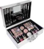 bonvoyage, Makeup Kit, Includes Lipsticks, Eyeshadows, Blush, Nail Polish, Mirror and Make Up Brushes, Portable Lightweight Metal Train Case, Bon Voyage