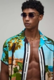 boohooMAN Palm Landscape Printed Shirt & Swim Short Set – With code