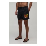 boohooMAN Sticker Print mid Length Swim Short