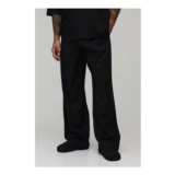 boohooMAN Wide Leg Half & Half Waist Linen Blend Co-Ord Trouser