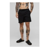 boohooMAN mid Length Seersucker Check Swim Short