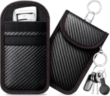 caslord Faraday Pouch for Car Keys, Pack of 2 Anti-Theft RFID Key Fob Protection Bag with 4 Pack Key Rings for Car Security, M, Red