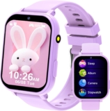 clleylise Kids Smart Watch for Boys Girls – Smart Watch for Kids Fitness Watch with 18 Fun Games, 8MP Camera, Step Counter & Sleep Monitoring, Alarm, Flashlight, for Girls Boys (Purple 3)