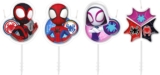dekora – Marvel Spidey Birthday Candle Set 4 Colourful Cake Candles for Kids Parties Official Spidey and His Amazing Friends Cake Decorations Super Heroe Theme