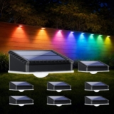 echosari Solar Fence Lights Outdoor, 8 Pack Solar Wall Lights Outdoor Waterproof IP65, 8 Colors RGB Solar Powered Garden Fence Lights for Patio Backyard Decking Porch Gate Garage Decorations