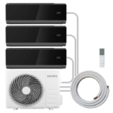 electriQ iQool Multi-Split 3 x 9000 BTU Smart Wall Mounted Split Air Conditioner with Heat Pump – Pipe Kits Included -Black (White £1499.98)