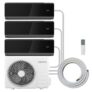 electriQ iQool Multi-Split 3 x 9000 BTU Smart Wall Mounted Split Air Conditioner with Heat Pump – Pipe Kits Included – Black