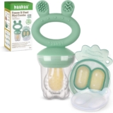 haakaa Baby Fruit Food Feeder & Mini Freezer Nibble Tray Combo, Breastmilk Popsicle Molds for Baby Cooling Relief, BPA Free Silicone Feeder for Safe Infant Self Feeding, 4 Month (Pea Green)