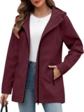 heekpek Coat for Women UK Autumn Long Jacket Lightweight Windbreaker Hooded Outdoor Casual Parka Windproof Softshell Jackets Breathable Outerwear for Spring Summer with Zipper Pockets
