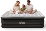iDOO Inflatable Air Mattress, King Size Airbed with Built-in Pump, Double Blow Up Mattress in 3 Mins Fast Inflation, Upgraded Flocked Surface Comfort Air Bed for Home&Camping Use -203x152x46cm