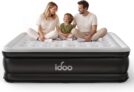 iDOO Inflatable Air Mattress, King Size Airbed with Built-in Pump, Double Blow Up Mattress in 3 Mins Fast Inflation, Upgraded Flocked Surface Comfort Air Bed for Home&Camping Use -203x152x46cm