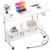 iSunirm Mobile Standing Desk with Integrated UK Power Outlets & USB Ports, Height Adjustable (70-104cm) – Sold by iSunirm / FBA