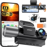 iZEEKER 3-Channel 4K Dash Cam with FREE 32GB Card, 4K1080P1080P Front & Rear & Interior Dashcam with WDR, IR Night Vision, WiFi 6, 170 Wide Angle, Loop Recording, G-Sensor, 24H Parking Mode