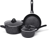 joejis 3 Piece Non Stick Pan Set Marble Induction Frying Pan & Casserole