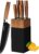 lapelux Kitchen Knife Set – 5 Piece Knife Set with Block, Wood Grain Handle, Stainless Steel Knivese with Chef, Bread, Slicer, Paring Knife for Cutting Meat/Vegetables/Fruit.