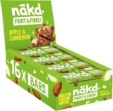 nakd. Fruit & Fibre bars – Apple & Cinnamon – High in fibre – 100% Natural ingredients – No added sugar – Vegan – 16 x 44g bars – 704g