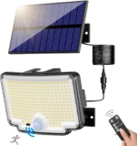 nipify Solar Lights Outdoor,310LED/3 Mode & Remote Solar Security Lights Outdoor Motion Sensor, IP65 Waterproof Solar Powered Pir Wall Lights with Split Solar Panel for Garden, Yard